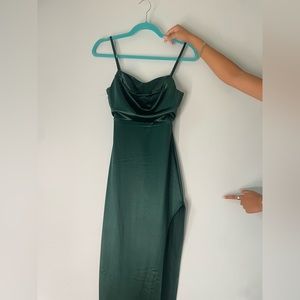 Windsor Satin Dress Emerald Green XS